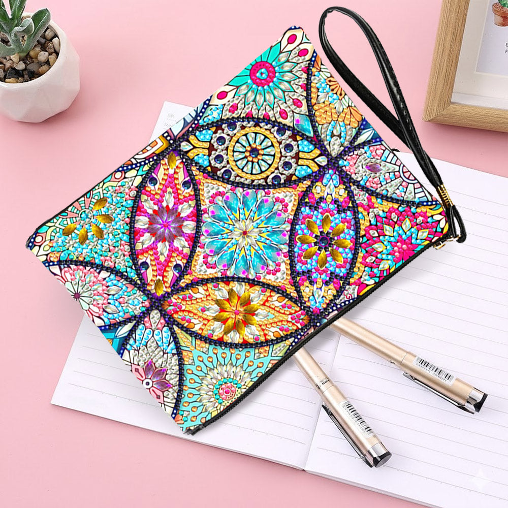 Brillante Blume Mandala Diamond Painting Handgelenktasche