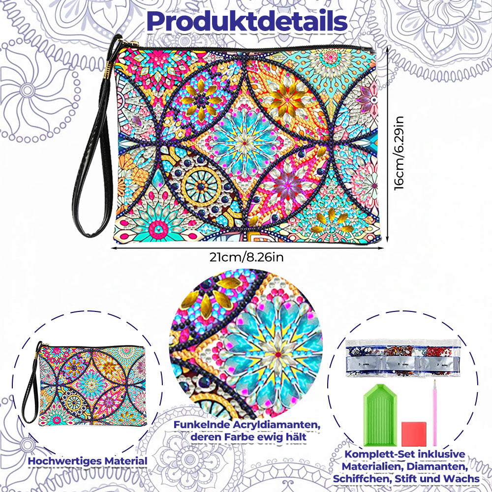 Brillante Blume Mandala Diamond Painting Handgelenktasche