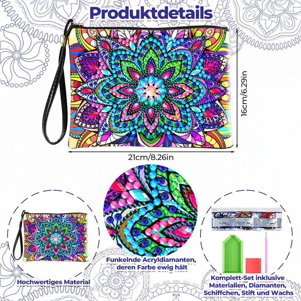 Brillantes Lotus Mandala Diamond Painting Handgelenktasche