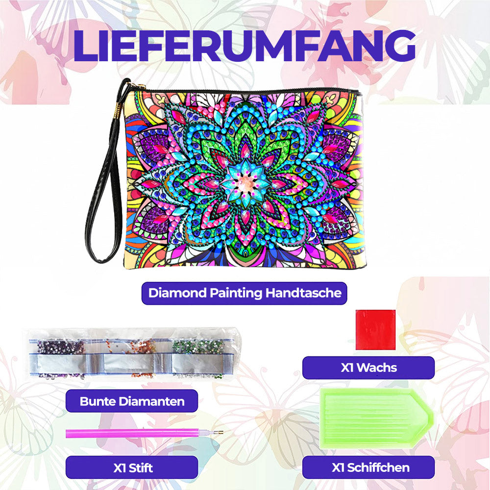 Brillantes Lotus Mandala Diamond Painting Handgelenktasche