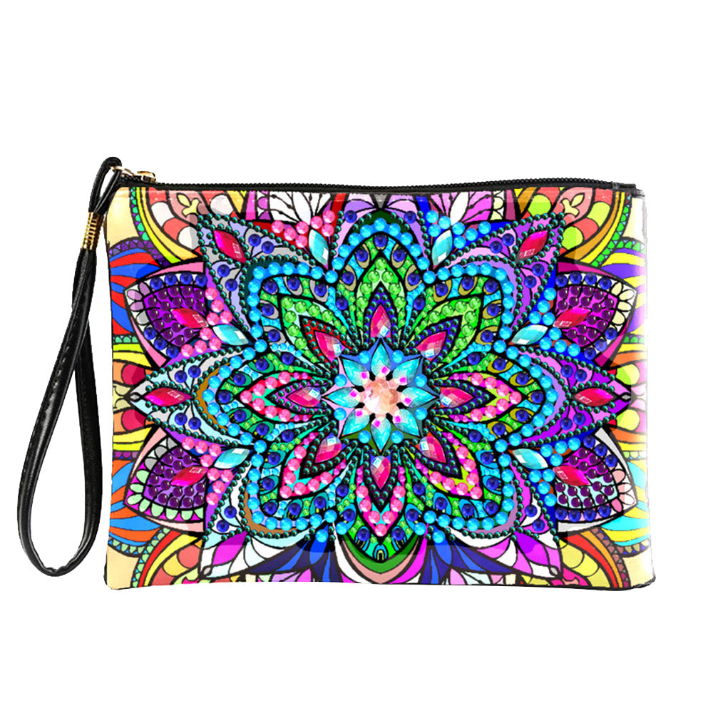 Brillantes Lotus Mandala Diamond Painting Handgelenktasche