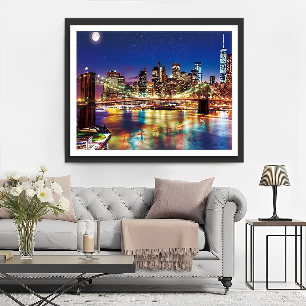 Brooklyn Bridge bei Nacht Diamond Painting