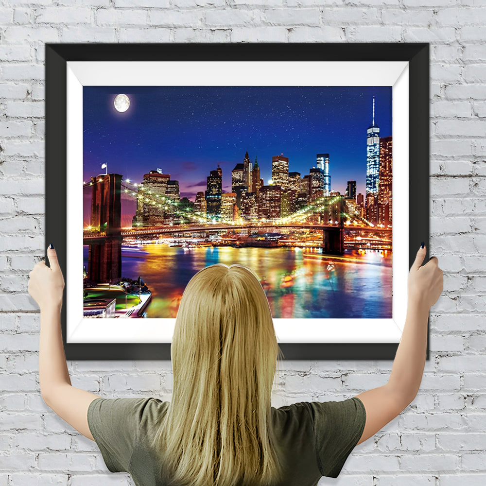 Brooklyn Bridge bei Nacht Diamond Painting