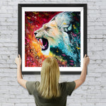 Brüllender weißer Löwe Diamond Painting