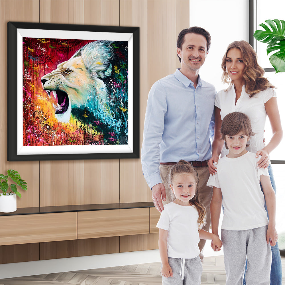 Brüllender weißer Löwe Diamond Painting