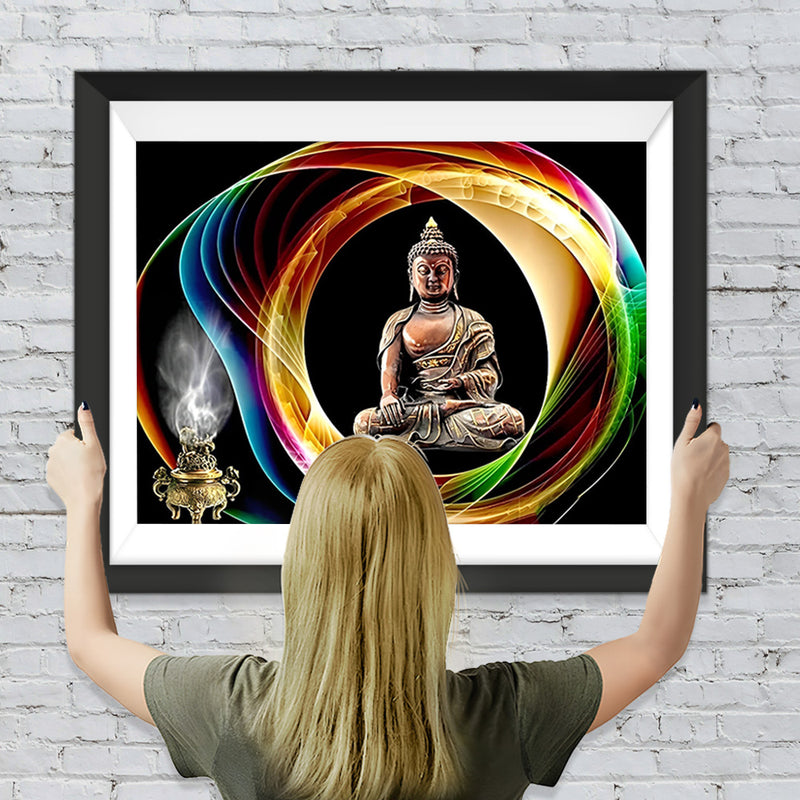 Buddha, Licht und Weihrauchgefäß Diamond Painting