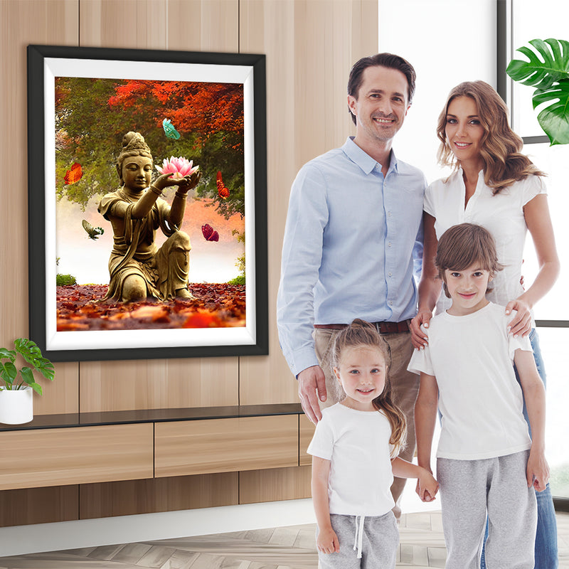 Buddha, Lotus und Schmetterlinge Diamond Painting