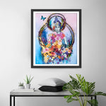 Buddha-Statue, umgeben von Blumen Diamond Painting