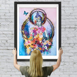 Buddha-Statue, umgeben von Blumen Diamond Painting