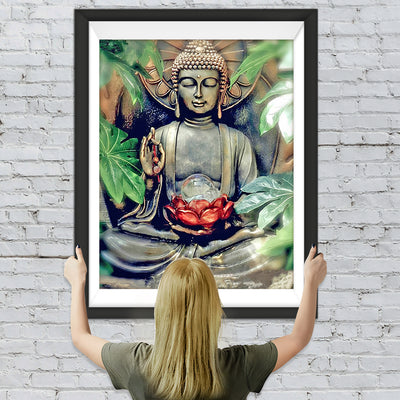 Buddha und roter Lotus Diamond Painting