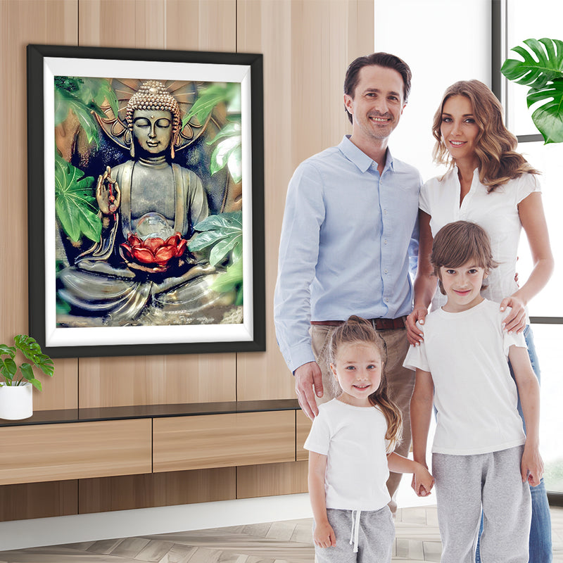 Buddha und roter Lotus Diamond Painting