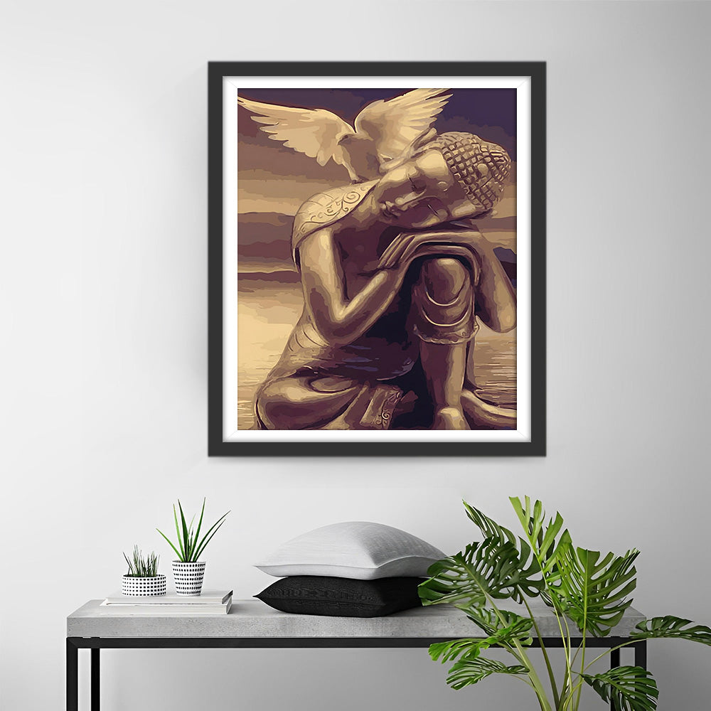 Buddha und Taube Diamond Painting