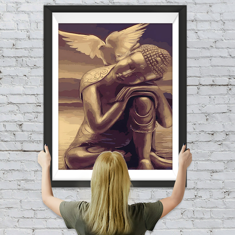 Buddha und Taube Diamond Painting