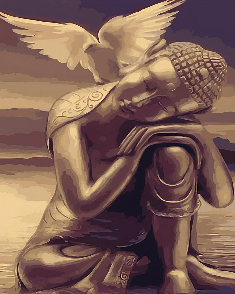 Buddha und Taube Diamond Painting