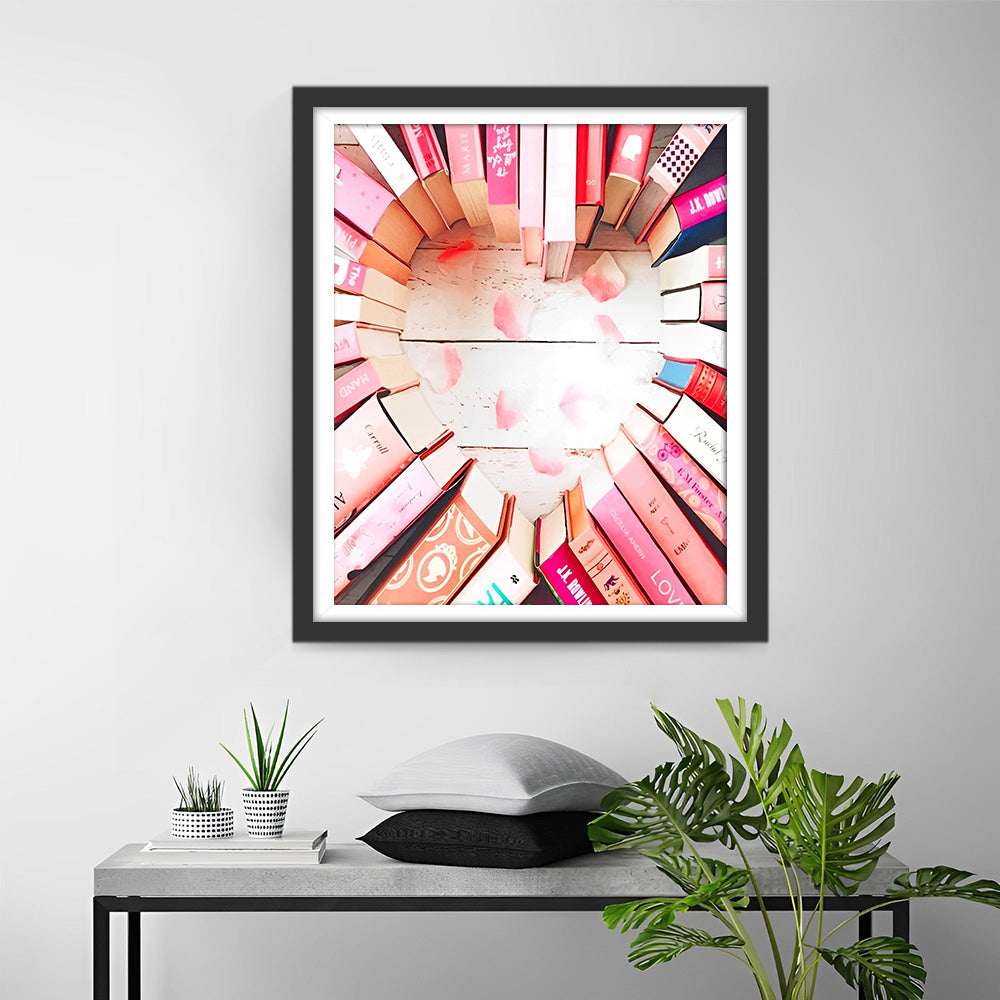 Bücher, die ein Herz bilden Diamond Painting