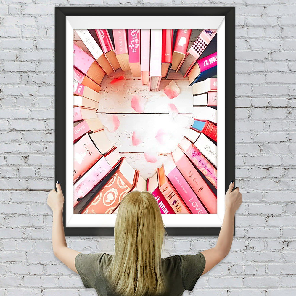 Bücher, die ein Herz bilden Diamond Painting