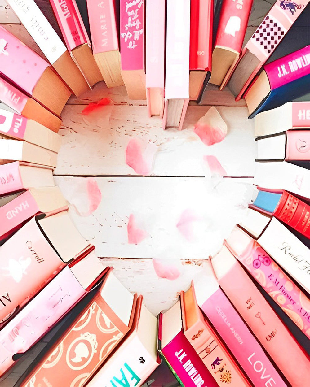 Bücher, die ein Herz bilden Diamond Painting