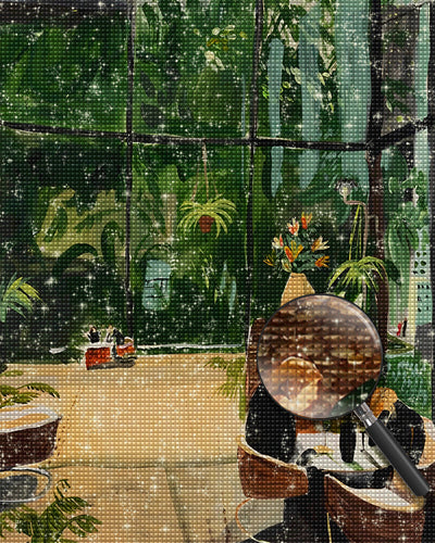 Büro voller Grünpflanzen Diamond Painting