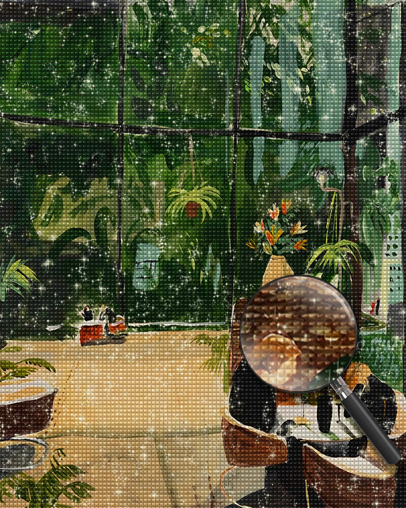 Büro voller Grünpflanzen Diamond Painting
