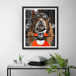 Bulldogge auf einem Motorrad Diamond Painting