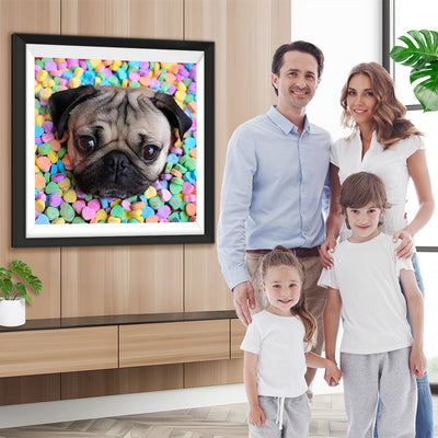 Bulldogge in bunten Bonbons Diamond Painting