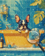 Bulldogge in der Badewanne Diamond Painting