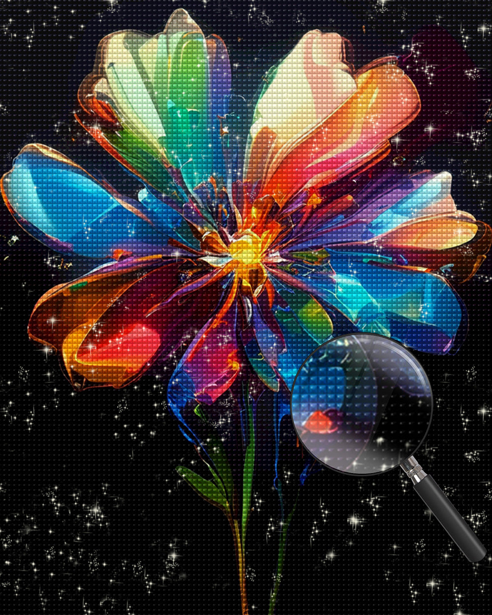 Bunt leuchtende Chrysanthemenblüte Diamond Painting