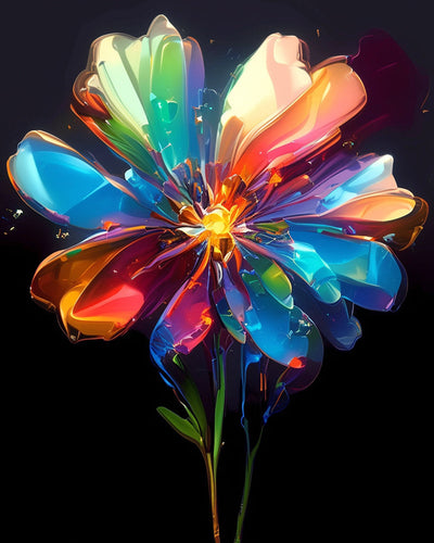 Bunt leuchtende Chrysanthemenblüte Diamond Painting
