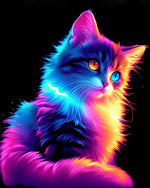 Bunt leuchtende Katze in der Dunkelheit Diamond Painting