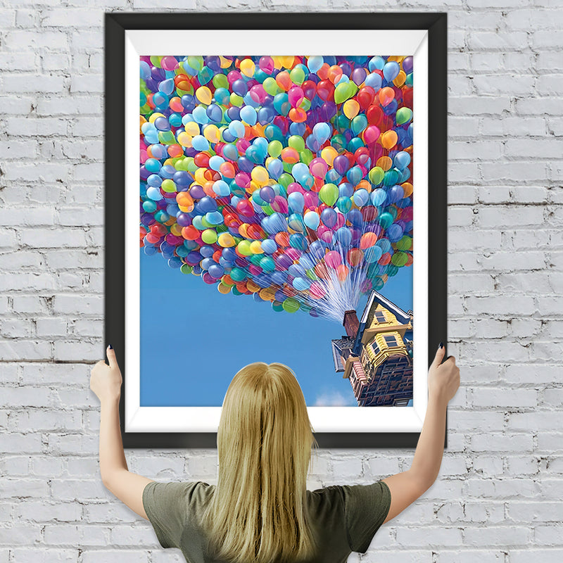 Bunte Ballons und Haus Diamond Painting