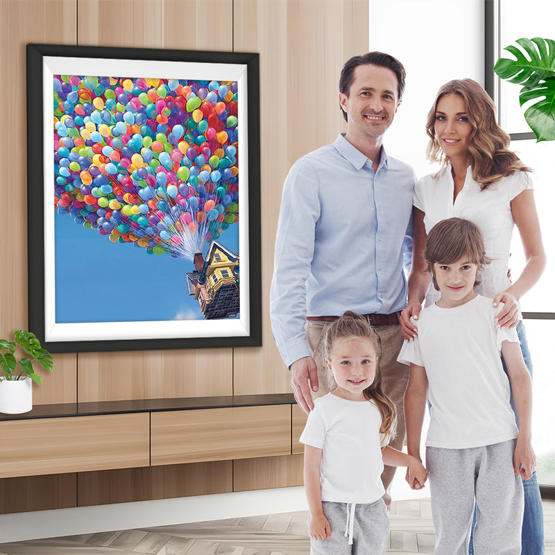 Bunte Ballons und Haus Diamond Painting