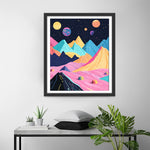 Bunte Berge und Planeten Diamond Painting