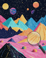 Bunte Berge und Planeten Diamond Painting