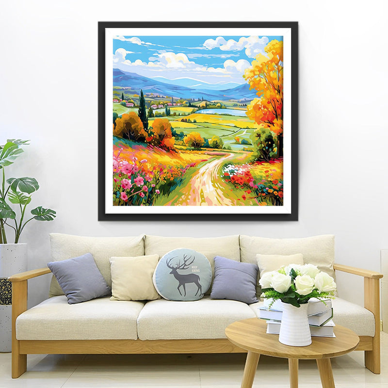 Bunte Bergfelder Diamond Painting