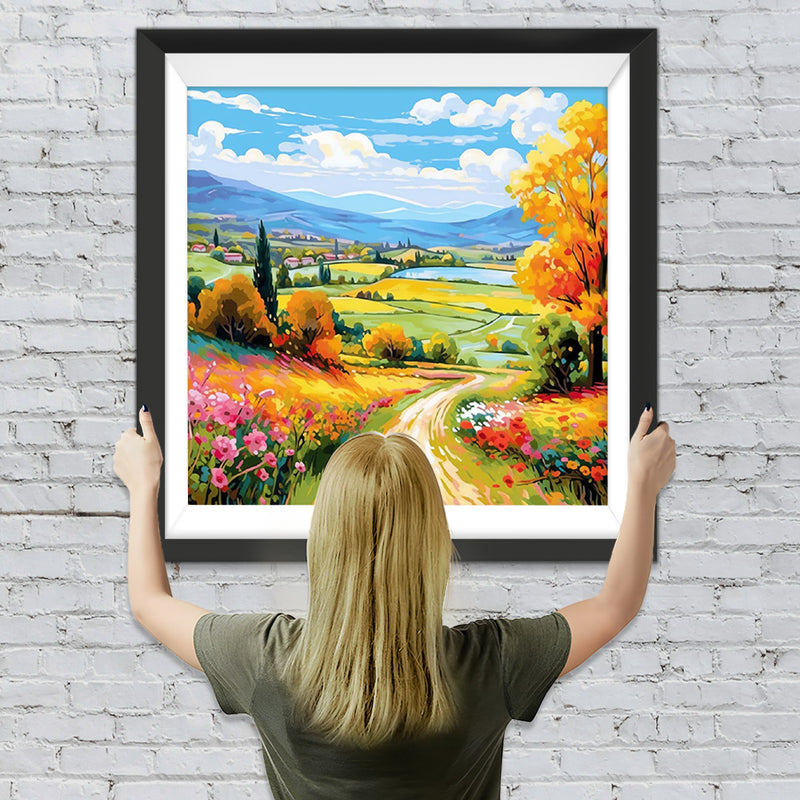 Bunte Bergfelder Diamond Painting
