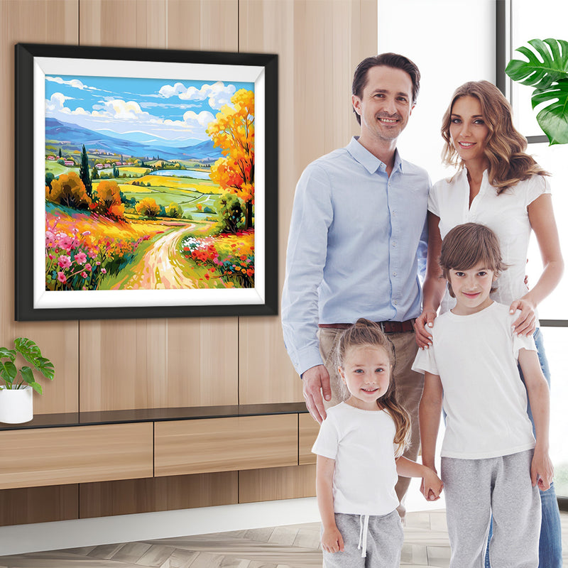 Bunte Bergfelder Diamond Painting