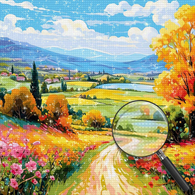 Bunte Bergfelder Diamond Painting