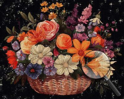 Bunte Blumen im Korb Diamond Painting
