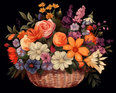Bunte Blumen im Korb Diamond Painting
