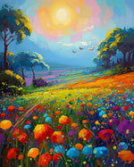 Bunte Blumen im wilden Feld Diamond Painting