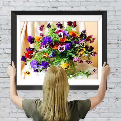 Bunte Blumen in der Glasflasche Diamond Painting