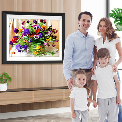 Bunte Blumen in der Glasflasche Diamond Painting