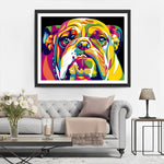 Bunte Bulldogge im Dunkeln Diamond Painting