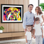 Bunte Bulldogge im Dunkeln Diamond Painting