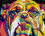 Bunte Bulldogge im Dunkeln Diamond Painting
