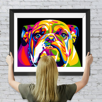 Bunte Bulldogge im Pop-Stil Diamond Painting