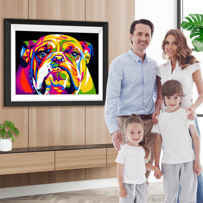 Bunte Bulldogge im Pop-Stil Diamond Painting