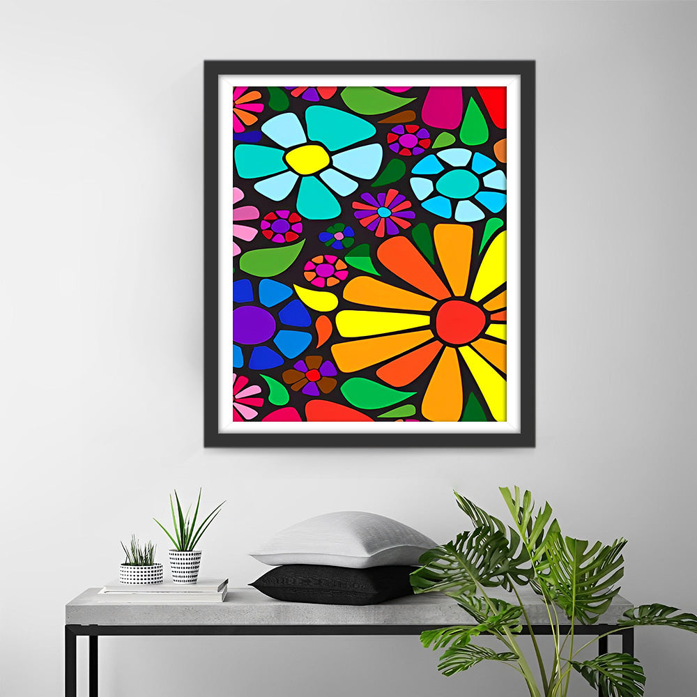 Bunte Cartoon-Chrysanthemen Diamond Painting