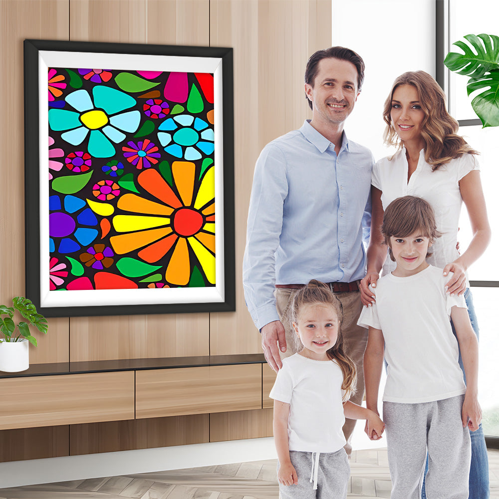 Bunte Cartoon-Chrysanthemen Diamond Painting