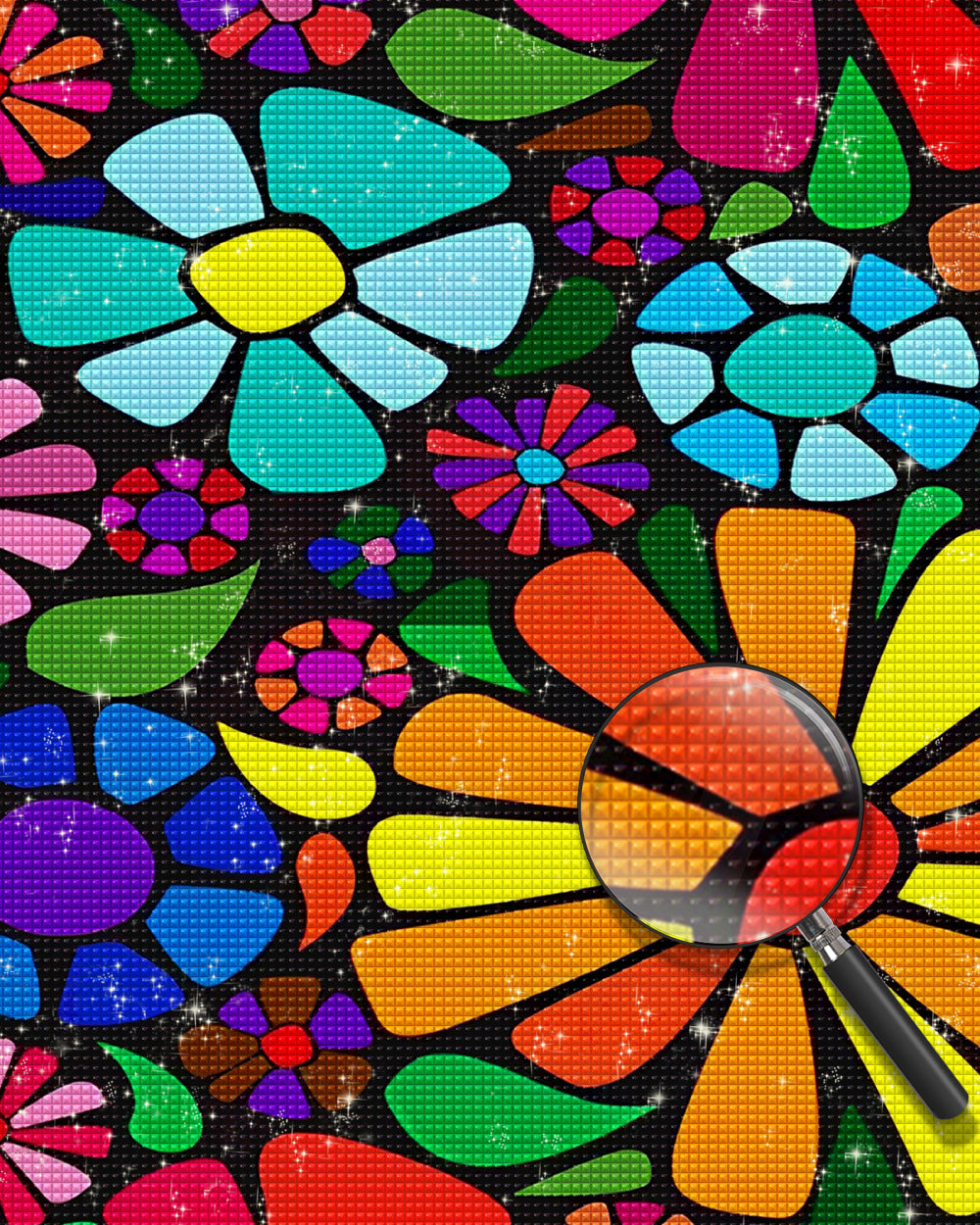 Bunte Cartoon-Chrysanthemen Diamond Painting